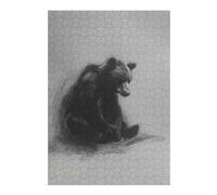 Puzzles pour Adolescents 38x26cm/1000pcs Bear in Charcoal Puzzle pour Adultes, Jeu Familial, Assemblage De Motifs, Activités Amusantes À La Maison, 38x26cm/1000pcs