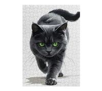 Puzzles pour Adolescents 38x26cm/1000pcs Black Cat with Green Eyes Puzzles pour Adultes - Jeu Manuel - Cadeaux pour Femmes - Stimule Le Cerveau 38x26cm/1000pcs