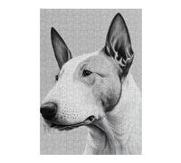 Puzzles pour Adolescents 38x26cm/1000pcs Bull Terrier Drawing Dog Puzzles pour Adultes Jeux De Famille Améliore La Mémoire Difficile À Compléter 38x26cm/1000pcs