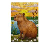 Puzzles pour Adolescents 38x26cm/1000pcs Capybara by The Lake at Sunset Puzzles pour Adultes À Faire Soi-même - Jouets pour Améliorer La Mémoire - Cadeau d'anniversaire, Cadeaux, 38x26cm/1000pcs