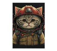 Puzzles pour Adolescents 38x26cm/1000pcs Cat Firefighter Hero -2 Jeux De Puzzles en Famille pour S'amuser en Famille Cadeaux Uniques pour Les Anniversaires Et Noël 38x26cm/1000pcs