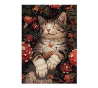Puzzles pour Adolescents 38x26cm/1000pcs Cat Sleeping in Autumn Leaves Puzzles pour Adultes, Jouets Anti-Stress, Décoration Murale, Cadeaux d'anniversaire Et Cadeaux Uniques 38x26cm/1000pcs