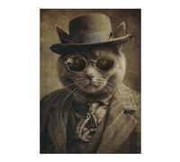 Puzzles pour Adolescents 38x26cm/1000pcs Cool Vintage Cat Casse-têtes pour Adultes, Jeu De Réflexion, Améliore La Mémoire, Cadeaux pour Les Amis Et La Famille 38x26cm/1000pcs