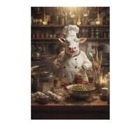 Puzzles pour Adolescents 38x26cm/1000pcs Cow Cooking Kitchen Funny Casse-têtes pour Adultes, Jeu De Réflexion, Améliore La Mémoire, Cadeaux pour Les Amis Et La Famille 38x26cm/1000pcs