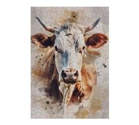 Puzzles pour Adolescents 38x26cm/1000pcs Cow Watercolor Portrait Puzzles pour Adultes, Décoration Murale Amusante Et Humoristique, pour Stimuler Le Cerveau 38x26cm/1000pcs