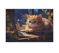 Puzzles pour Adolescents 38x26cm/1000pcs Cozy Cat on Study Desk Puzzle pour Adultes, Jouet, Décoration Murale, Cadeau d'anniversaire, Cadeaux, 38x26cm/1000pcs