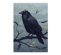 Puzzles pour Adolescents 38x26cm/1000pcs Crowned Raven on Branch Digital Art Puzzle Adulte, Jouet, Décoration Murale, Motif À Assembler, Cadeaux d'anniversaire Et Cadeaux Uniques 38x26cm/1000pcs