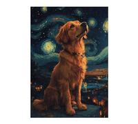 Puzzles pour Adolescents 38x26cm/1000pcs Dog and Starry Night Puzzle pour Adultes, Jeu De Réflexion, Une Œuvre d'art, Cadeaux Uniques pour Un Anniversaire Ou Noël 38x26cm/1000pcs