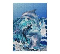 Puzzles pour Adolescents 38x26cm/1000pcs Dolphins in The Surf Puzzle pour Adultes, Jeu Familial, Décoration Et d'anniversaire 38x26cm/1000pcs