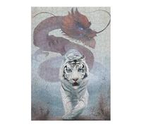 Puzzles pour Adolescents 38x26cm/1000pcs Dragon and White Tiger Puzzle pour Adultes, Jeu De Réflexion Amusant Et Humoristique, Cadeau d'anniversaire, 38x26cm/1000pcs