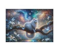 Puzzles pour Adolescents 38x26cm/1000pcs Enchanted Celestial Cat Fantasy Puzzles pour Adultes, Décoration Murale, Course De Vitesse Manuelle, Idéal comme Cadeau pour Toute La Famille 38x26cm/1000pcs