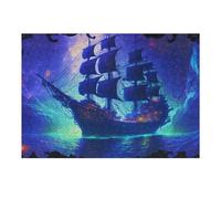 Puzzles pour Adolescents 38x26cm/1000pcs Fantasy Sailing Ship in Mystic Waters Puzzles pour Adultes Jeu Manuel Découpe De Précision Cadeaux d'anniversaire Et Autres Cadeaux Uniques 38x26cm/1000pcs