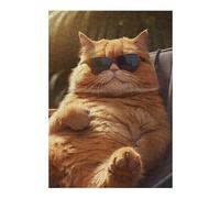 Puzzles pour Adolescents 38x26cm/1000pcs Fat Cat Chilling Glasses Casse-têtes pour Adultes, Jeu De Réflexion, Améliore La Mémoire, Cadeaux pour Les Amis Et La Famille 38x26cm/1000pcs