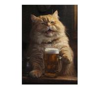 Puzzles pour Adolescents 38x26cm/1000pcs Fat Cat Happy Beer Bar Pub Puzzle pour Adultes, Jeu De Réflexion, Une Œuvre d'art, Cadeaux Uniques pour Un Anniversaire Ou Noël 38x26cm/1000pcs