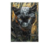 Puzzles pour Adolescents 38x26cm/1000pcs Fierce Black Panther in Golden Mosaic Art Puzzles pour Adultes Jouets Anti-Stress Découpe De Précision Défi Éducatif 38x26cm/1000pcs