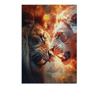 Puzzles pour Adolescents 38x26cm/1000pcs Fire Vs. Ice Lion Battle Casse-têtes pour Adultes Jeu De Réflexion Vacances À La Maison Tuer Le Temps Défi Éducatif 38x26cm/1000pcs