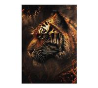 Puzzles pour Adolescents 38x26cm/1000pcs Flaming Tiger in Forest Jeux De Puzzles en Famille pour S'amuser en Famille Cadeaux Uniques pour Les Anniversaires Et Noël 38x26cm/1000pcs