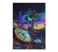 Puzzles pour Adolescents 38x26cm/1000pcs Futuristic Time Dilation - Surreal Neon Dream Puzzles Jeux Relaxants Assemblage De Motifs Difficile Et Stimulant 38x26cm/1000pcs