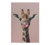 Puzzles pour Adolescents 38x26cm/1000pcs Giraffe Blowing Pink Bubble Gum Puzzle pour Adultes - Jeu Manuel - Améliore La Mémoire - Activités Amusantes À La Maison 38x26cm/1000pcs