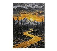 Puzzles pour Adolescents 38x26cm/1000pcs Golden River Mountain Sunset Painting Puzzle Adulte, Jouet, Décoration Murale, Motif À Assembler, Cadeaux d'anniversaire Et Cadeaux Uniques 38x26cm/1000pcs