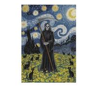 Puzzles pour Adolescents 38x26cm/1000pcs Grim Cats on Starry Night Puzzles Jeux Relaxants Assemblage De Motifs Difficile Et Stimulant 38x26cm/1000pcs
