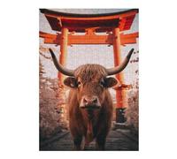 Puzzles pour Adolescents 38x26cm/1000pcs Highland Cow Torii Gate Puzzles pour Adultes, Jouets Anti-Stress, Décoration Intérieure, Idéal comme Cadeau 38x26cm/1000pcs
