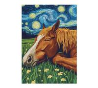 Puzzles pour Adolescents 38x26cm/1000pcs Horse in Starry Night Puzzles pour Adultes, Jouets Anti-Stress, Décoration Murale, Cadeaux d'anniversaire Et Cadeaux Uniques 38x26cm/1000pcs