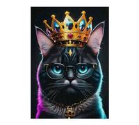 Puzzles pour Adolescents 38x26cm/1000pcs King Black Cat Neon Casse-têtes pour Adultes, Jeu De Réflexion, Améliore La Mémoire, Cadeaux pour Les Amis Et La Famille 38x26cm/1000pcs