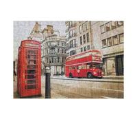 Puzzles pour Adolescents 38x26cm/1000pcs London's Classic Red Bus and Phone Booth Puzzles pour Adultes Jeu Manuel Découpe De Précision Cadeaux d'anniversaire Et Autres Cadeaux Uniques 38x26cm/1000pcs