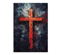 Puzzles pour Adolescents 38x26cm/1000pcs Minimalistic Red Cross Puzzles Jeux Relaxants Assemblage De Motifs Difficile Et Stimulant 38x26cm/1000pcs