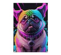 Puzzles pour Adolescents 38x26cm/1000pcs Neon Pug Portrait Puzzles pour Adultes Jeu De Réflexion Course De Vitesse Jeu Stimulant Cadeaux 38x26cm/1000pcs