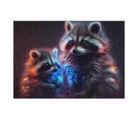 Puzzles pour Adolescents 38x26cm/1000pcs Neon Raccoons Digital Art Casse-tête pour Adolescents - Jeu Difficile - Stimule Le Cerveau 38x26cm/1000pcs