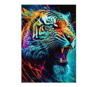 Puzzles pour Adolescents 38x26cm/1000pcs Neon Tiger Roar -1 Jeux De Puzzles en Famille pour S'amuser en Famille Cadeaux Uniques pour Les Anniversaires Et Noël 38x26cm/1000pcs