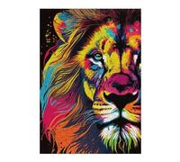 Puzzles pour Adolescents 38x26cm/1000pcs Puzzle Lion Pop Art Animal Face Puzzle, Jouet, Décoration Murale, Art Mural, Cadeau d'anniversaire Unique 38x26cm/1000pcs