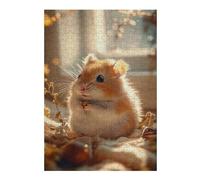 Puzzles pour Adolescents 38x26cm/1000pcs Puzzles Cute Hamster Holding A Seed Jeux Amusants De Puzzle Décoration Murale Cadeaux Et Anniversaires Uniques 38x26cm/1000pcs