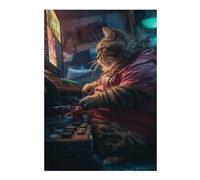 Puzzles pour Adolescents 38x26cm/1000pcs Puzzles Funny Fat Hacker Cat Nerd Puzzle pour Adultes Jeux Relaxants Décoration Parfaite Cadeaux Anti-Stress 38x26cm/1000pcs