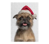 Puzzles pour Adolescents 38x26cm/1000pcs Puzzles pour Adultes Brussels Griffon Dog with Santa Hat Jeu Manuel Décoration pour La Maison pour Anniversaire, Noël 38x26cm/1000pcs