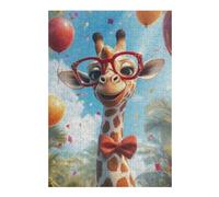 Puzzles pour Adolescents 38x26cm/1000pcs Puzzles pour Adultes Giraffe in Glasses Jeu Manuel Décoration pour La Maison pour Anniversaire, Noël 38x26cm/1000pcs