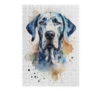 Puzzles pour Adolescents 38x26cm/1000pcs Puzzles pour Adultes Great Dane Watercolor Jeux Amusants Décoration Idéale, Cadeaux Parfaits pour Toute La Famille 38x26cm/1000pcs