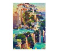 Puzzles pour Adolescents 38x26cm/1000pcs Puzzles pour Adultes Jungle Luxury Villa Paradise Jeux Relaxants pour S'amuser en Famille pour Un Anniversaire, Noël 38x26cm/1000pcs