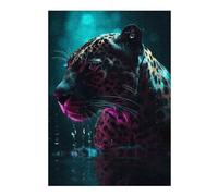 Puzzles pour Adolescents 38x26cm/1000pcs Puzzles pour Adultes Leopard Jaguar Neon Art Jeux Relaxants pour Améliorer La Mémoire Cadeaux d'anniversaire Uniques 38x26cm/1000pcs