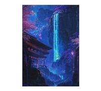 Puzzles pour Adolescents 38x26cm/1000pcs Puzzles pour Adultes Neon Sakura Waterfall Art Jeu Familial Découpe De Précision pour Anniversaire, Noël 38x26cm/1000pcs
