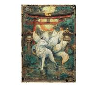 Puzzles pour Adolescents 38x26cm/1000pcs Puzzles pour Adultes Nine Tails Under The Torii Sunset Jeu Familial Découpe De Précision pour Anniversaire, Noël 38x26cm/1000pcs