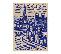 Puzzles pour Adolescents 38x26cm/1000pcs Puzzles pour Adultes Paris Cityscape Illustration in Blue Jeux De Bricolage Découpe De Précision Cadeaux Anti-Stress 38x26cm/1000pcs