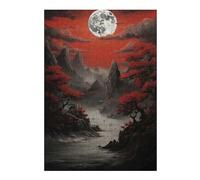 Puzzles pour Adolescents 38x26cm/1000pcs Puzzles pour Adultes Red Moon Japan Jeu Familial Découpe De Précision pour Anniversaire, Noël 38x26cm/1000pcs