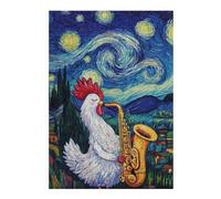 Puzzles pour Adolescents 38x26cm/1000pcs Puzzles pour Adultes Rooster Plays Saxophone Jeux Amusants Décoration Idéale, Cadeaux Parfaits pour Toute La Famille 38x26cm/1000pcs