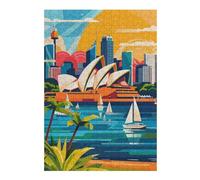 Puzzles pour Adolescents 38x26cm/1000pcs Puzzles pour Adultes Sydney Skyline Illustration Jeux Relaxants pour Améliorer La Mémoire Cadeaux d'anniversaire Uniques 38x26cm/1000pcs