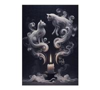 Puzzles pour Adolescents 38x26cm/1000pcs Puzzles pour Adultes Whispering Cats and Candlelight Jeux Relaxants pour S'amuser en Famille pour Un Anniversaire, Noël 38x26cm/1000pcs