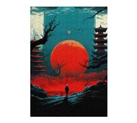 Puzzles pour Adolescents 38x26cm/1000pcs Puzzles Red Moon Japan Night Puzzle pour Adultes Jeu De Réflexion Cadeau d'anniversaire Cadeaux Anti-Stress 38x26cm/1000pcs