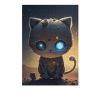 Puzzles pour Adolescents 38x26cm/1000pcs Puzzles Robotic Cat in Desert Night Puzzle pour Adultes Jeux Relaxants Décoration Parfaite Cadeaux Anti-Stress 38x26cm/1000pcs